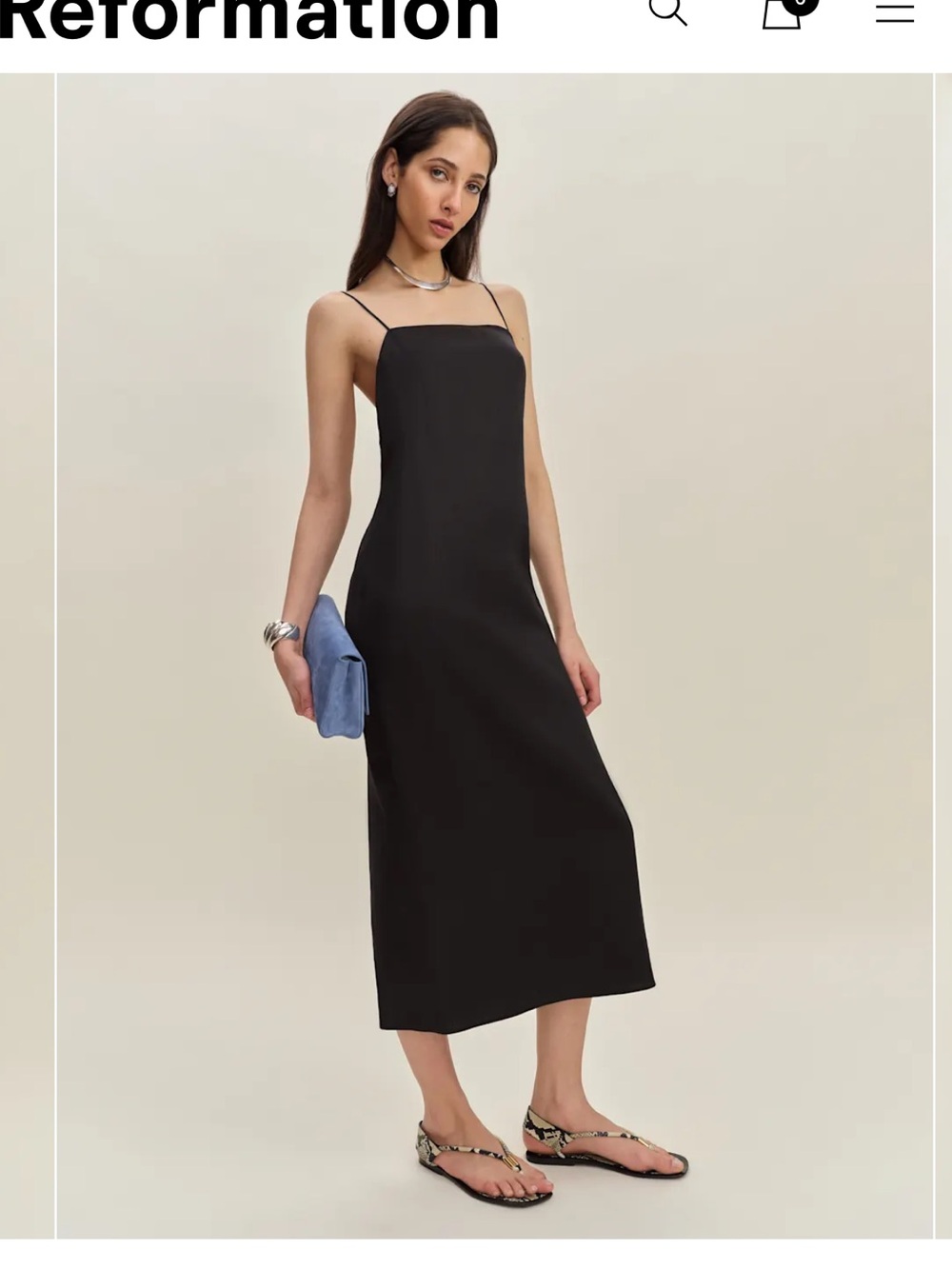 Reformation Black Gael Linen Dress with Thin Straps